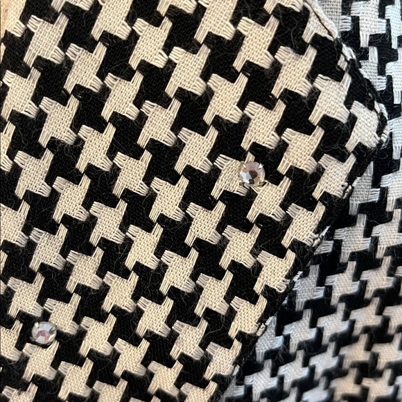 Vintage Black & White Weaved Houndstooth Blazer w/sequins trim detail Size 10 - Picture 12 of 17